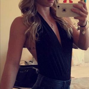 Black halter bodysuit